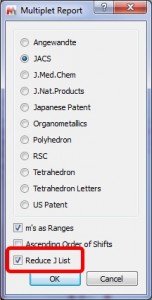 Capability to show all degenerated coupling constants in the multiplet report