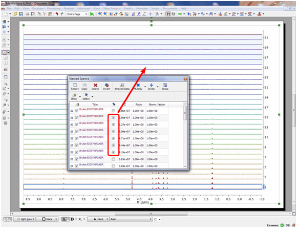 Multiple spectra selection can be done either graphically from the stack or directly from a table.