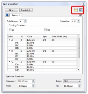 Capability to load/save spin systems from the Spin Simulation table.