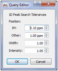 • Capability to change tolerances for chemical shifts and mass searched from the DB menu