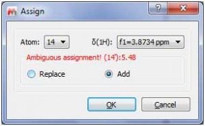 • Ability to add (or replace) a second chemical shift assignment to a single nucleus.