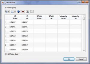 Search by table of peaks