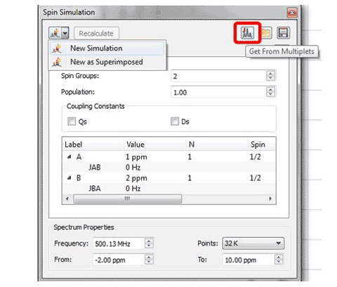 Capability to export multiplets into spin simulation module