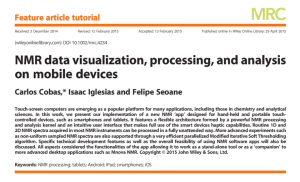 NMR data visualization, processing, and analysis on mobile devices