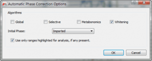 Figure 8 Phase Correction Options for Individual Fragments